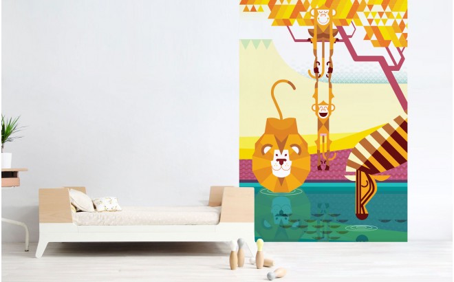 monkeys, lion, zebra Custom Kids Wall Murals Wallpaper