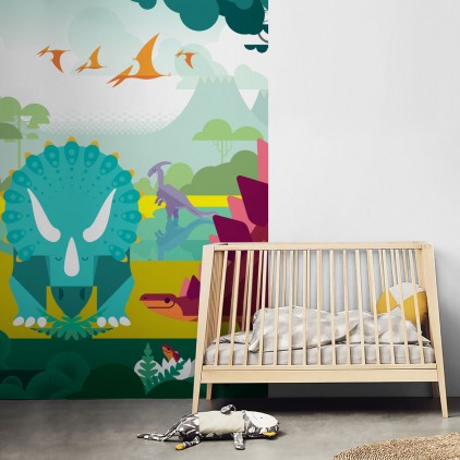papier-peint enfants dinosaures pour chambre garçon, papier-peint monde jurassique