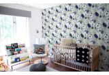 blue tropical jungle leaves wallpaper for kids room, boys room
