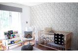 papier peint oiseaux et feuillage gris pour chambre enfant ou bébé