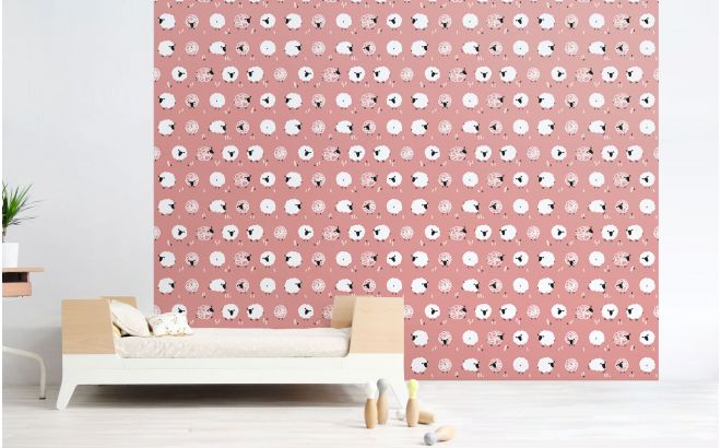 Pink Sheep Nursery Wallpaper Girls Room Wallpaper And Wall Murals