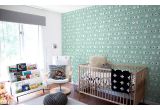 papel pintado infantil bebé azul menta con ovejas lindas para habitación bebés o niños