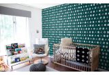 cute peacock blue sheep kids wallpaper for children's room or baby nursery