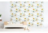 cute jungle animals wallpaper for children's room or baby nursery