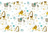 cute jungle animals wallpaper for children's room or baby nursery