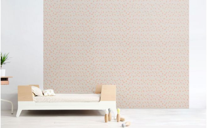 cute and modern grey and pink graphic nursery wallpaper for girls room or baby room