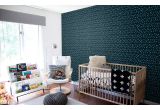 cute and modern blue and white graphic nursery wallpaper for boys room or baby room