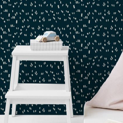 papel pintado gráfico infantil azul y blanco para habitación moderna bebés o niños