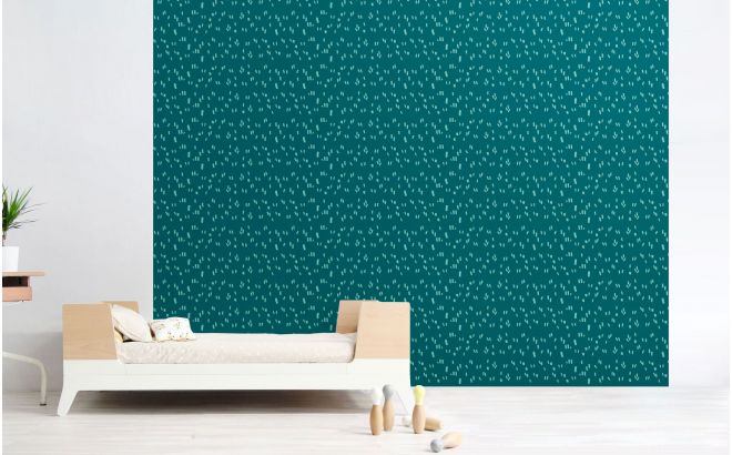 cute and modern duck blue and mint graphic nursery wallpaper for boys room or baby room