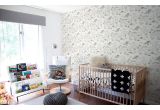 taupe and green dinosaur wallpaper for trendy boys room