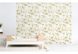joli papier peint enfant animaux de la savane moutarde et jaune pour chambre enfant et bébé