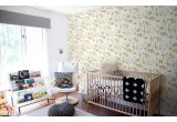 joli papier peint enfant animaux de la savane moutarde et jaune pour chambre enfant et bébé