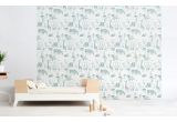joli papier peint enfant animaux de la jungle gris vert et bleu pour chambre enfant garçon