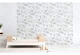joli papier peint enfant animaux de la jungle taupe et rose pour chambre enfant fille