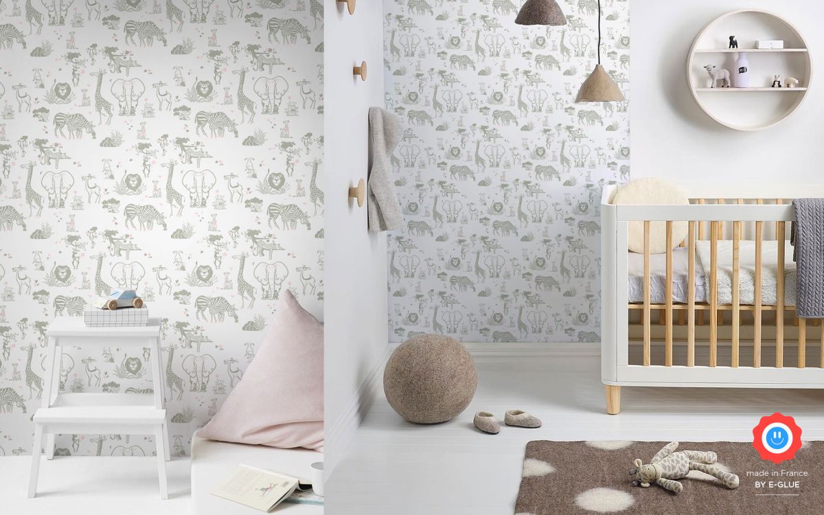 papier peint enfant animaux safari - taupe