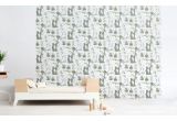 cute forest animals wallpaper khaki and green for children's boys room