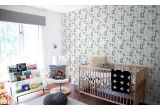 cute forest animals wallpaper khaki and green for children's boys room