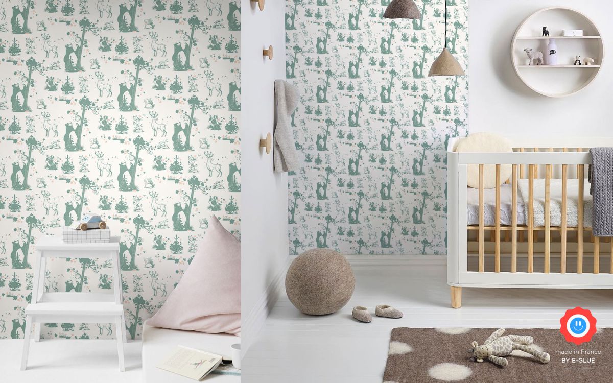 forest animals kids wallpaper - khaki