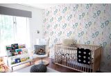 baby room fruit and veggie wallpaper, baby nursery wall mural, kids room wall decor.