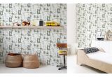 cute forest animals wallpaper khaki and green for children's boys room