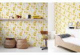 cute forest animals wallpaper mustard and grey for children's room or baby nursery