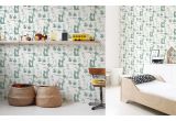 cute forest animals wallpaper green grey and pink for children's girls room