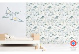 blue dinosaur wallpaper and pterodactyl wall stickers for kids room, boys room