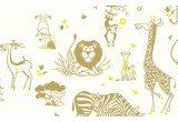 joli papier peint enfant animaux de la savane moutarde et jaune pour chambre enfant et bébé