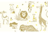 cute safari animals wallpaper mustard and yellow for children's room or baby nursery