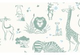 cute safari animals wallpaper green grey and blue for trendy boys room