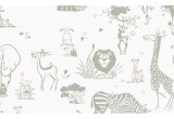 papel pintado infantil con lindos animales de la selva topo y rosa para habitaciones infantiles niñas