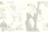 papel pintado infantil con lindos animales del bosque gris y amarillo para habitaciones infantiles bebés