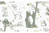 cute forest animals wallpaper khaki and green for children's boys room