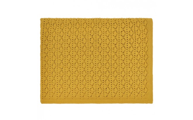 mustard yellow lace baby blanket by Rose in April