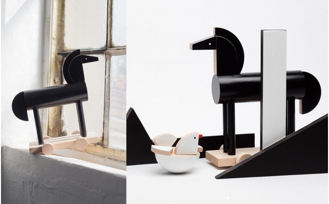 jouet cheval noir en bois Noxus par Kutulu design