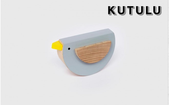 jouet oiseau gris en bois Pipu par Kutulu design