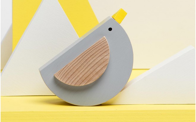 wooden grey bird toy Pipu by Kutulu design