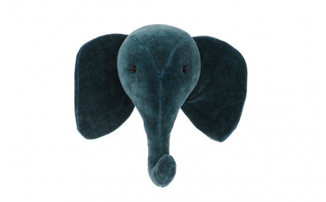 mini trophée mural tête éléphant velours bleu canard par fiona walker
