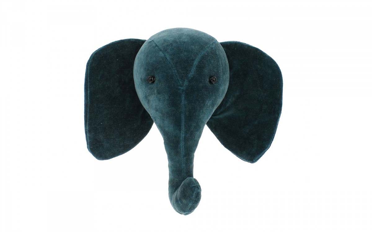 mini elephant head wall trophy teal velvet