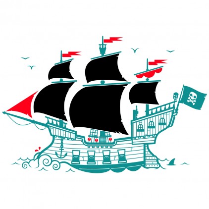 vinilos infantiles pizarra barco piratas, decoración habitación niño
