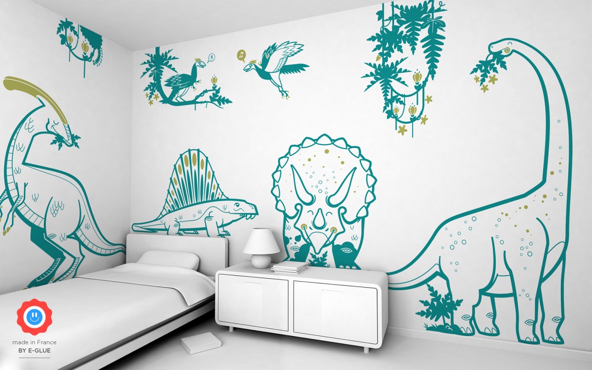 Sticker autocollant Dino Gris Clair pour chambre d'enfant déco