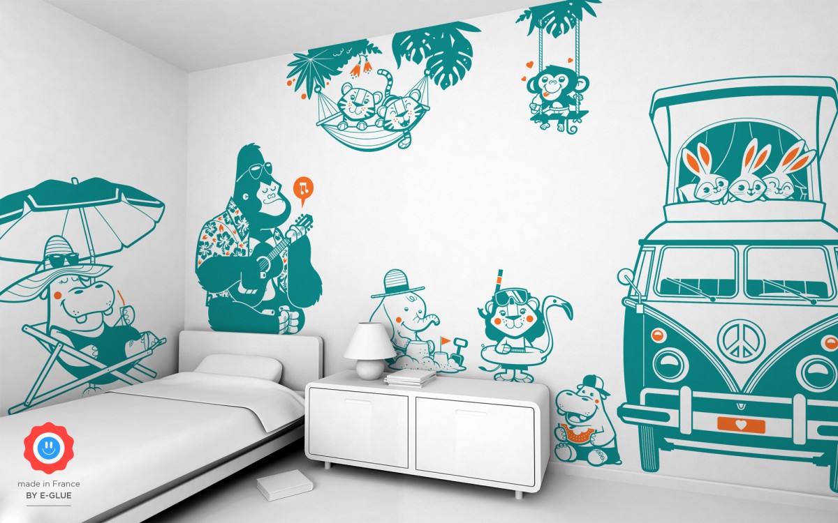 Small Decowall DS-8012 Construction Site Cars Island Kids Wall Stickers Wall Decals Peel and Stick Removable Wall Stickers for Kids Nursery Bedroom Living Room 