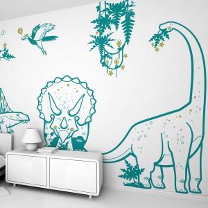 Dinosaur Wall Stickers & Decals x13 Assorted Vinyl Art Kids Bedroom Removable 