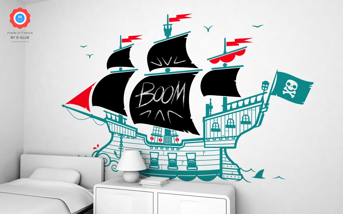 stickers ardoise bateau pirate