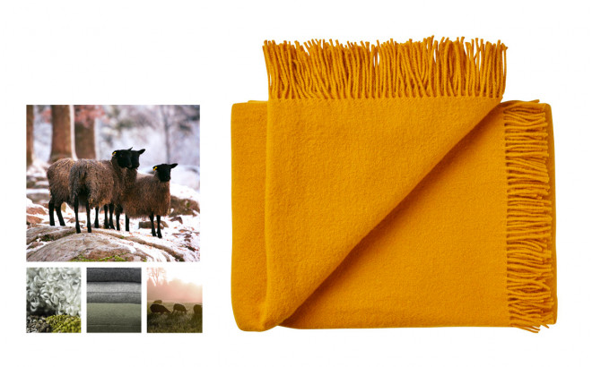 couverture enfant Silkeborg Uldspinderi en laine scandinave jaune tournesol