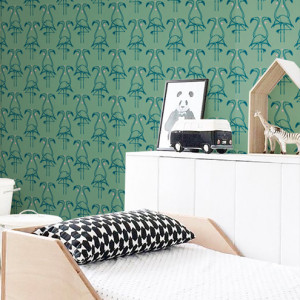 SAGE GREEN FLAMINGO WALLPAPER - Girls Room Wallpaper and Wall Murals