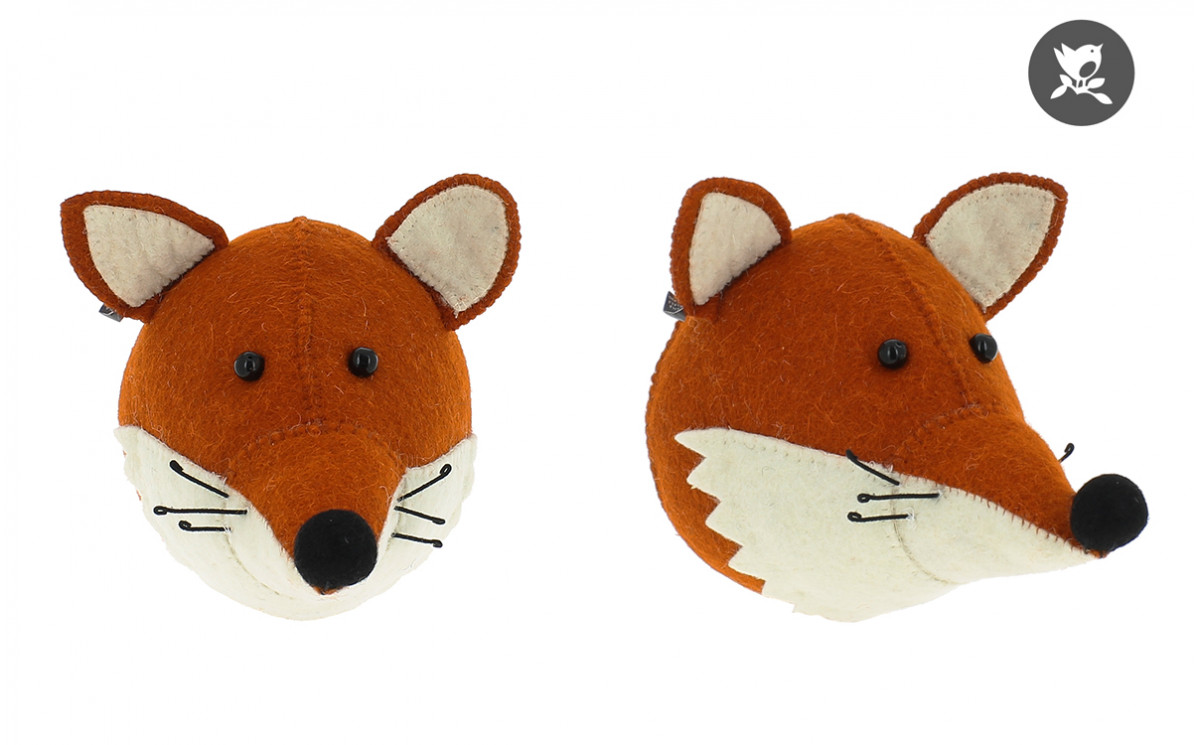 Mini Fox Head Wall Trophy by Fiona Walker, Wall Decor for Kids Room