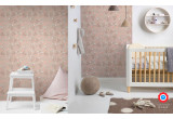 pink flowers birds kids wallpaper for baby girl's room, nursery