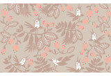 pink flowers birds kids wallpaper for baby girl's room, nursery