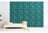 papier peint enfant oiseaux fleurs turquoise pour chambre bébé